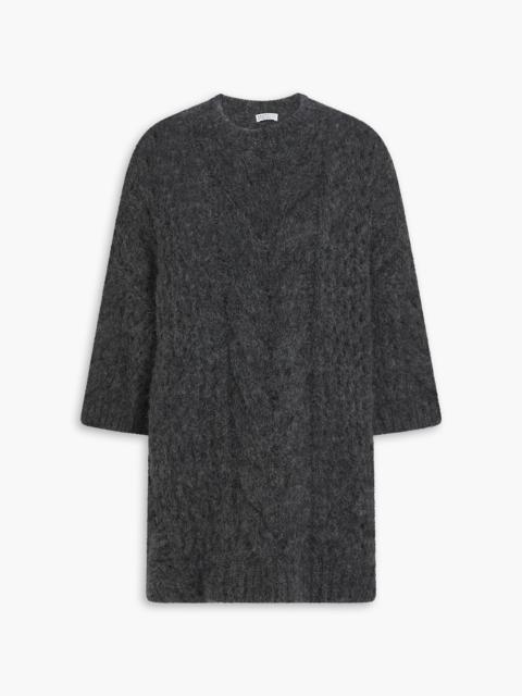 Brunello Cucinelli Bead-embellished cable-knit alpaca-blend sweater