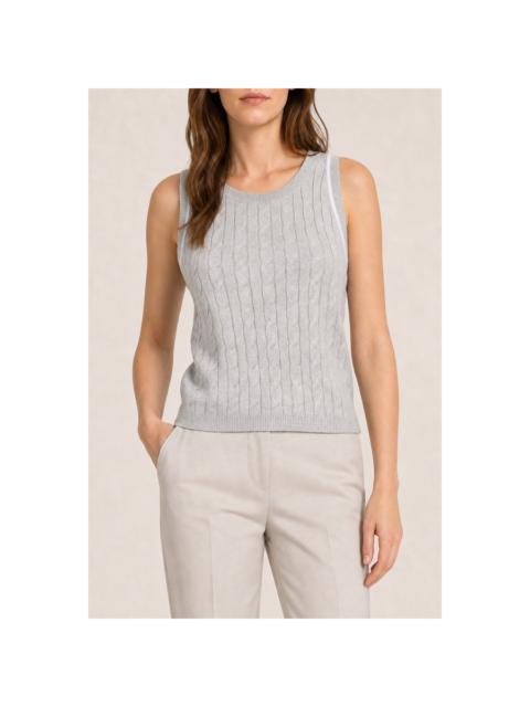 Brunello Cucinelli Brunello Cucinelli Womens Gray Cable Knit Tank Top Sweater Nwt