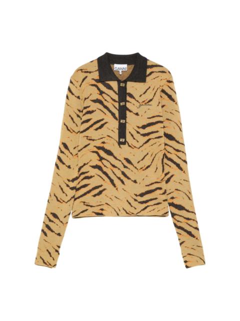 GANNI Fine Merino Jacquard Polo