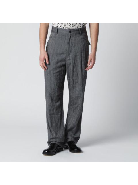 Dries Van Noten Dries Van Noten Black Herringbone Trousers Men