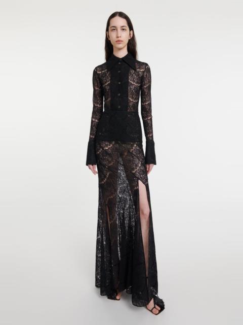 A.W.A.K.E. MODE LACE TWISTED MAXI SKIRT BLACK