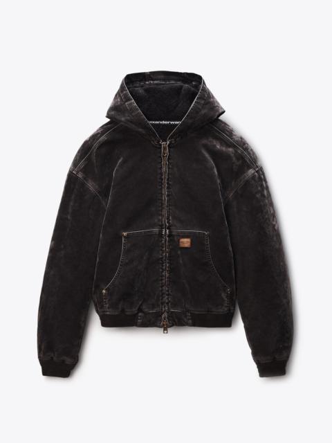 Alexander Wang Carpenter Hoodie in Flocked Denim Oversized