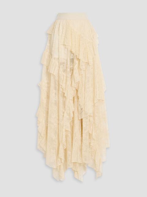 Alice + Olivia Karys tiered corded lace maxi skirt