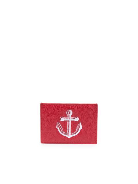 Thom Browne anchor-embroidered leather cardholder