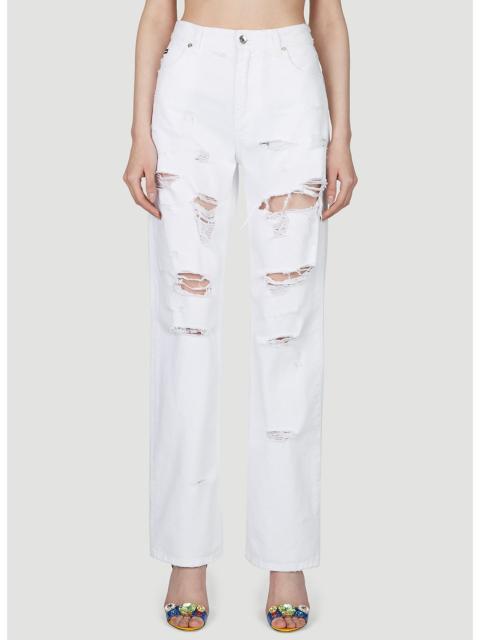 Dolce & Gabbana Dolce & Gabbana Women Logo Plaque Distressed Jeans