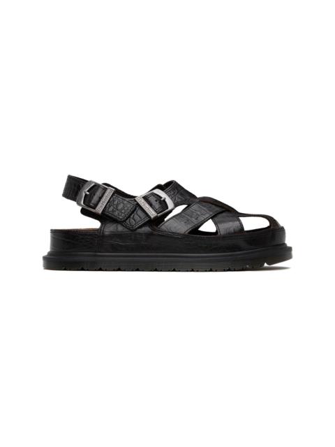 Dr. Martens Brown Fisherman Crocodile Analine Leather Sandals