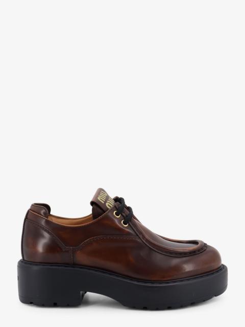 Miu Miu Miu Miu Women Leather Lace-Up With Front Lettering Logo