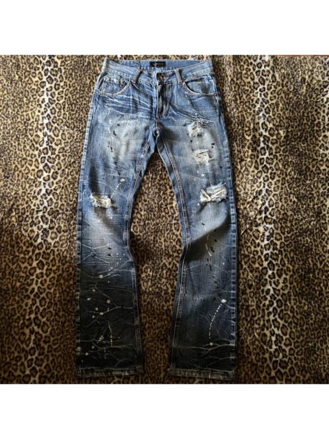 Lowbox Splattered Distressed Bootcut Denim