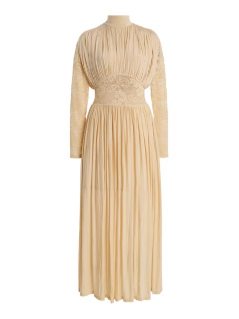 Zimmermann Rebellion Lace-Detailed Jersey Maxi Dress neutral