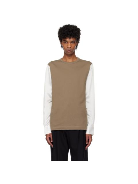 Dries Van Noten Brown & White Paneled T-shirt