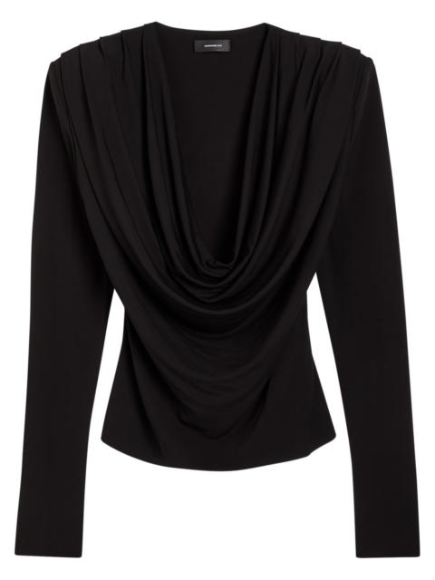 WARDROBE.NYC Wardrobe.nyc Evening Draped Cowl-neck Stretch-crepe top