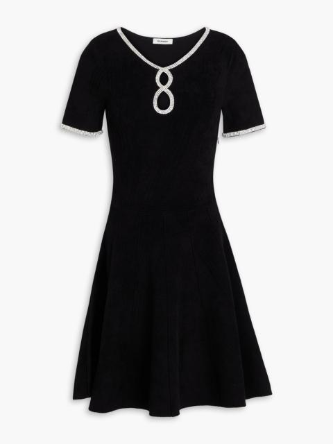 Sandro Crystal-embellished cutout velvet mini dress
