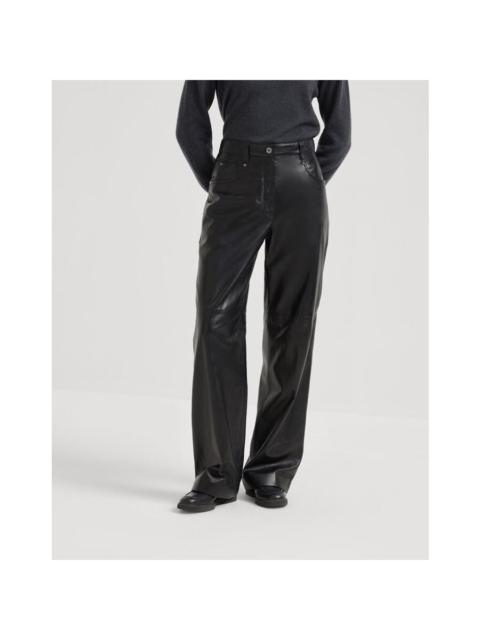 Brunello Cucinelli Brunello Cucinelli Woblack Leather Wide Trousers