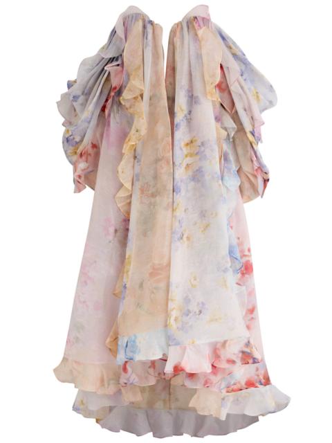 Zimmermann Zimmermann Crush Strapless Floral-print Linen-blend Dress
