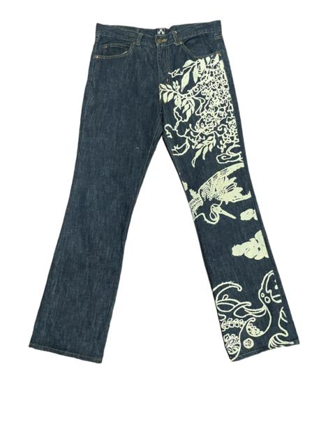 Archival Clothing - Rare💥Chikiriya Japan AOP Distressed Statement Jeans