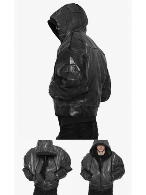 Other Designers Racerworldwide Gray Waxed Vintage Aged Zip Hoodie  size M