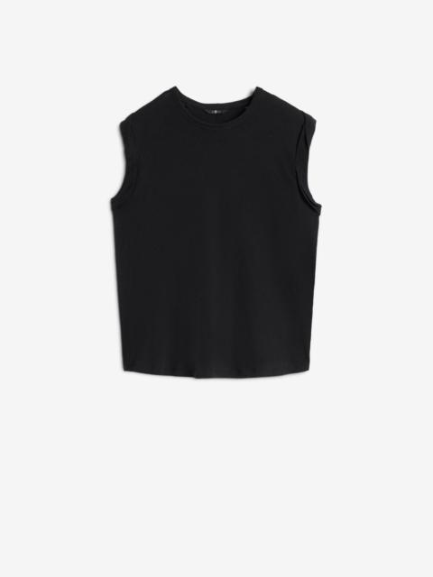 7 For All Mankind Linen Blend Muscle Tee in Black