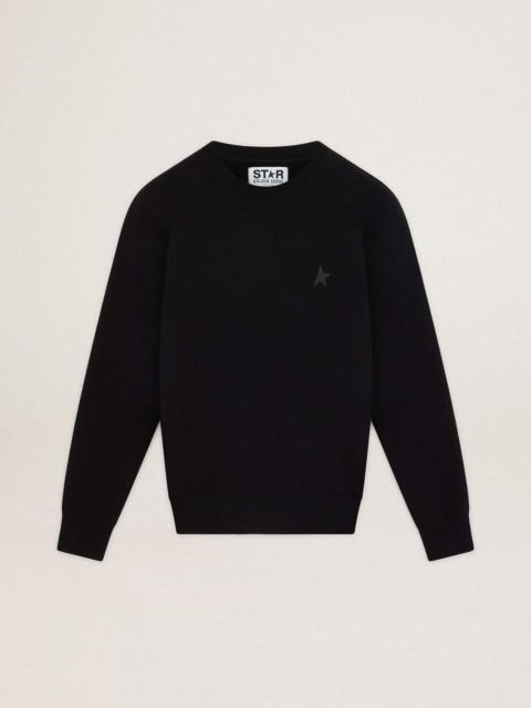 Golden Goose Black Archibald Star Collection sweatshirt with tone-on-tone star on the front