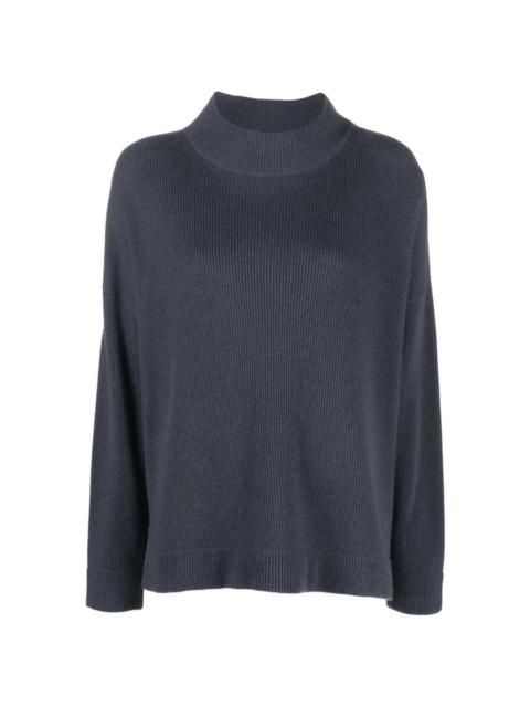 Brunello Cucinelli Brunello Cucinelli Wodark Blue Wool Relaxed Sweater
