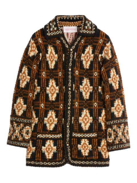Valentino geometric-pattern wool cardigan