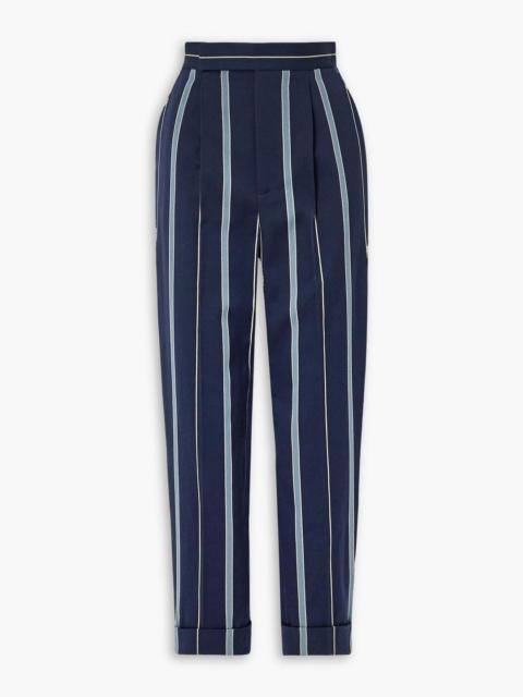 Other Designers Evane pleated striped wool and cotton-blend twill tapered pants