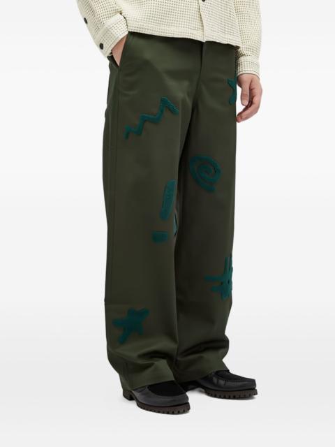 BRAIN DEAD chenille-embroidered trousers