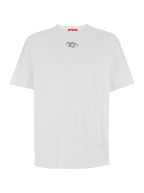 Diesel Men 'T-Adjust-Od' White T-Shirt With Logo Patch On The Front In Cotton Man