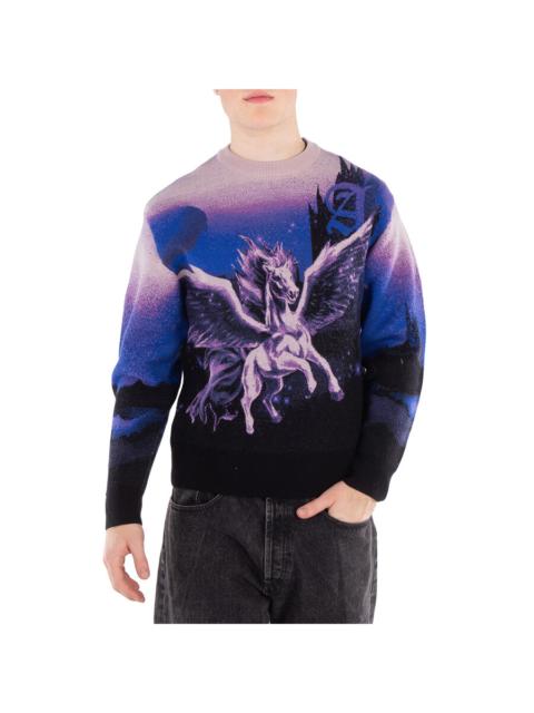 Other Designers Aries Men's Purple Woolen Jumper Pegasus Print Sweater