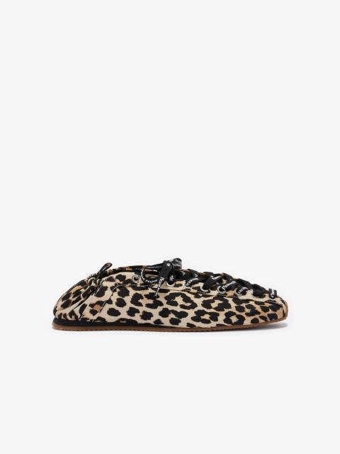 GANNI LACE UP SPORTY BALLERINA IN LEOPARD