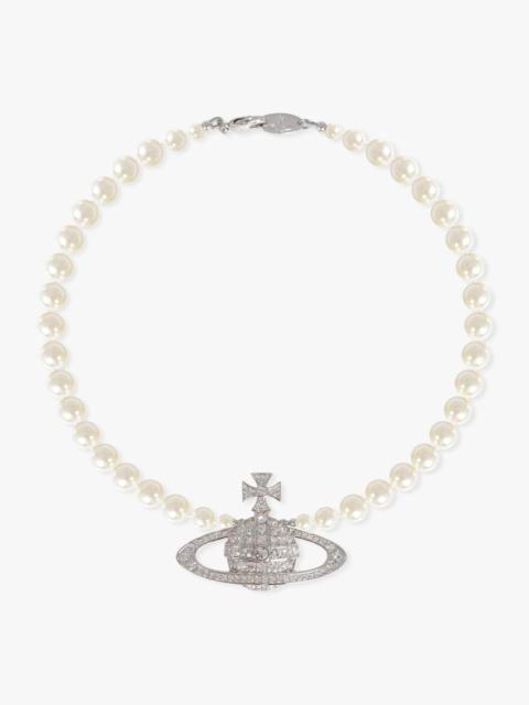 Vivienne Westwood BAS RELIEF PEARL NECKLACE | WHITE/SILVER