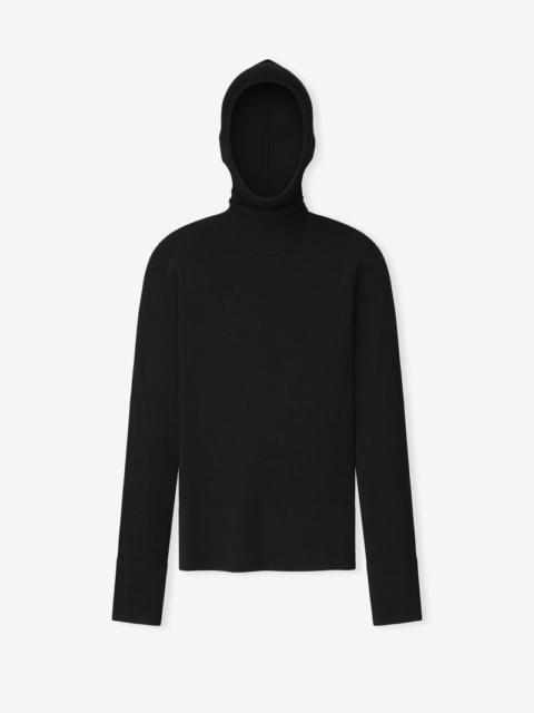 ESSENTIALS Women's Long Sleeve Hooded Rib Top