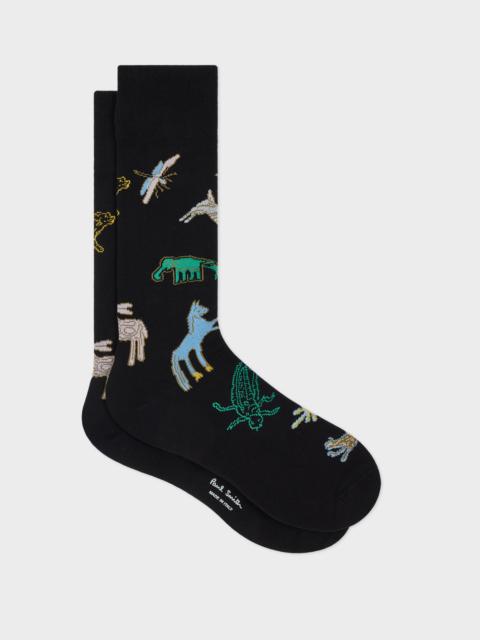 Paul Smith Black Cotton-Blend 'Little Beasts' Socks