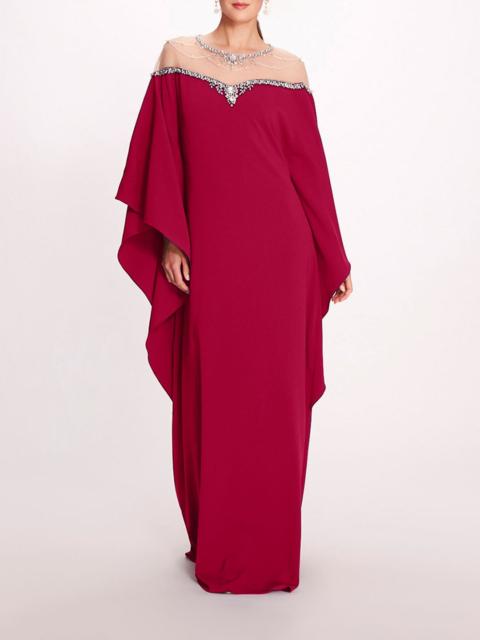 Marchesa EMBROIDERED ILLUSION KAFTAN