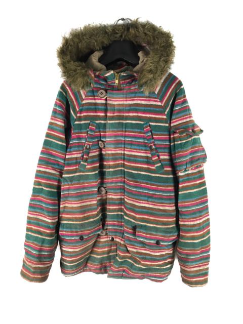 Other Designers Japanese Brand - Last Call☎️STRIPES MULTICOLOR WINTER COAT JACKET FUR HOODIE