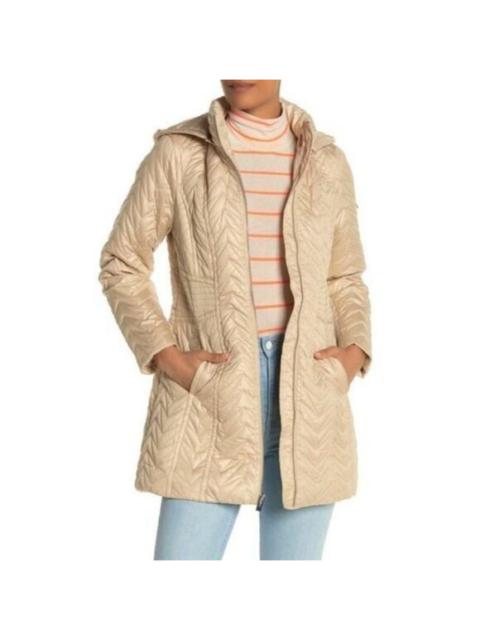 Via Spiga Zigzag Quilted Mid-Length Puffer Jacket Detachable Hood SZ XS NWT