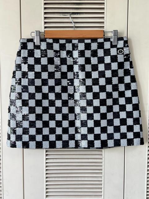 CHANEL Chanel Checkerboard Sequined Black Plaid Skirt