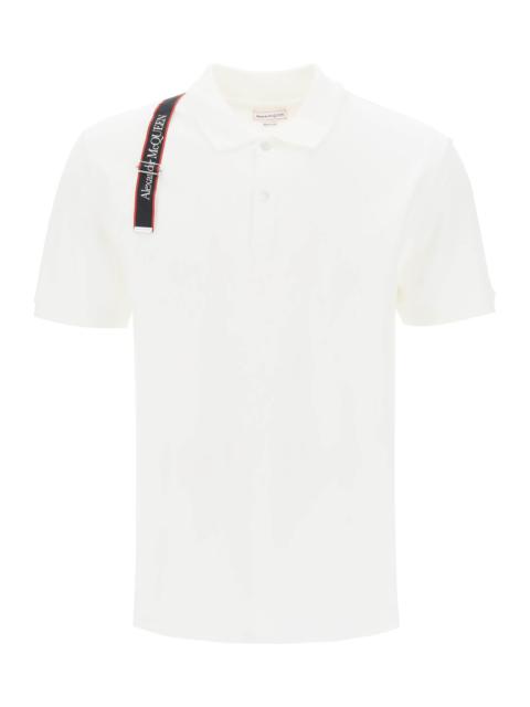 Alexander Mcqueen Harness Polo Shirt In Piqué With Selvedge Logo Men