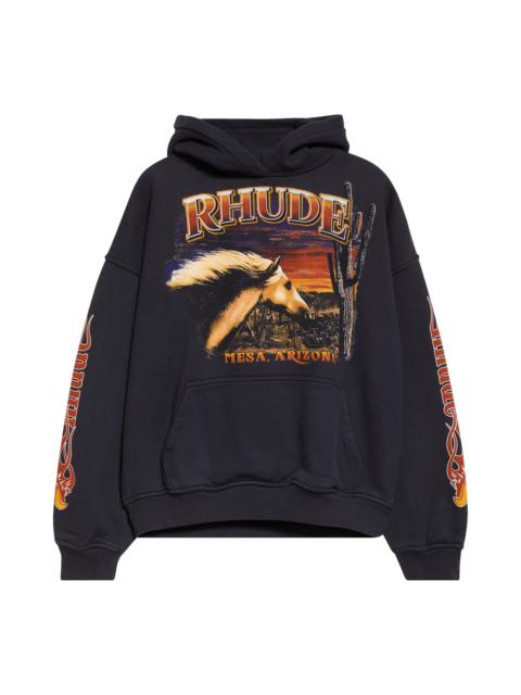 Rhude Rhude Mesa Stallion Graphic Hoodie in Vintage Black/Red/Yellow at Nordstrom