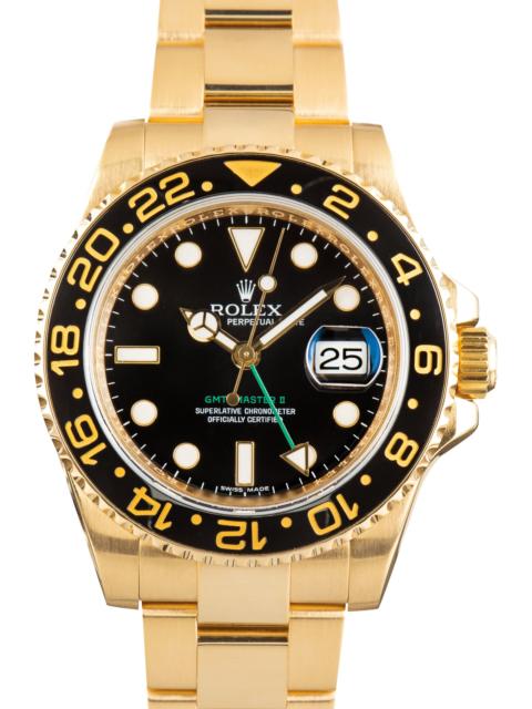 ROLEX Used 18k Yellow Gold Rolex GMT-Master II Ref 116718 Black Dial