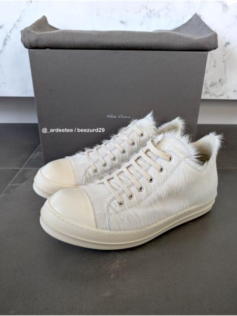Rick Owens *NEW* CALF HAIR FUR LEATHER RAMONES LOW SNEAKERS FW25