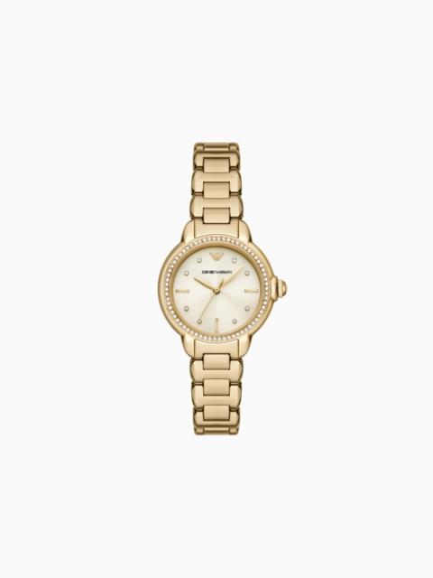 EMPORIO ARMANI THREE-HAND GOLD-TONE STAINLESS STEEL WATCH