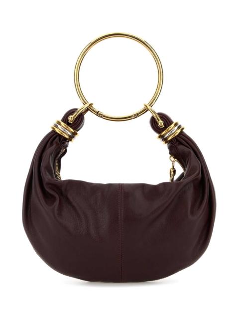 Chloé Chloe Women Aubergine Leather Small Bracelet Handbag