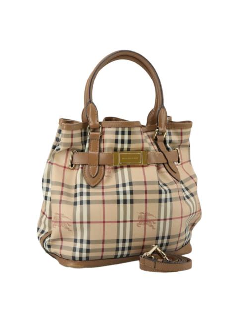 Burberry Burberry Nova Check Tote Bag Pvc Leather Beige