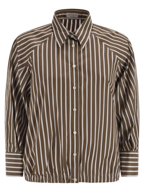Brunello Cucinelli Brunello Cucinelli Women Striped Cotton Shirt With Elasticated Hem