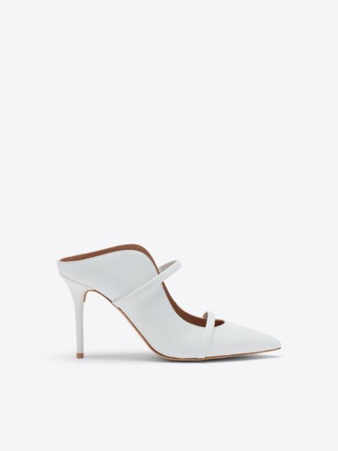 MALONE SOULIERS Maureen 70 White Leather Heeled Mules