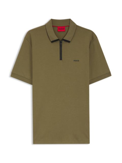 HUGO CONTRAST-LOGO POLO SHIRT IN COTTON PIQUÉ