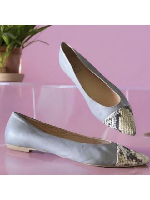 Other Designers AGL Women's Mika Light Blue Gray Python Snake Cap Pointy Toe Flats Shoes 43 / 11
