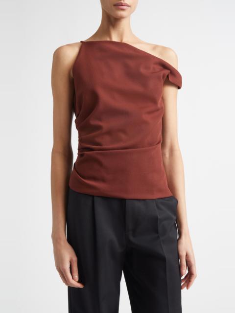 A.L.C. A.L.C. Leia Ruched One-Shoulder Wool Blend Top in Rust at Nordstrom