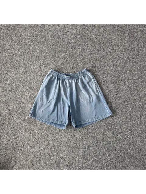 BALENCIAGA Balenciaga washed blue letter logo stretch waist casual shorts