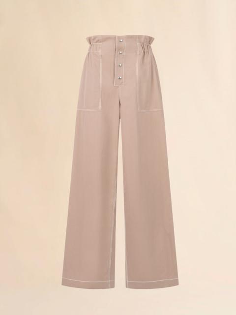 Marni BEIGE GABARDINE PANTS WITH PAPERBAG WAIST